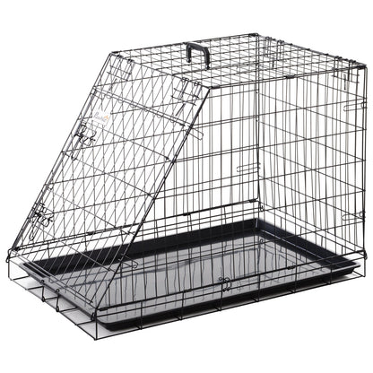 Pawhut Trapeze Collapsible Dog Pet Travel Box Cage Removable Tray 93 x 58 x 65cm