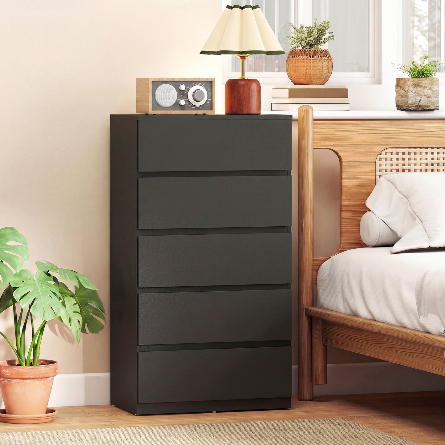 HOMCOM Chest of Drawers, 5-Drawer Storage Cabinets, Modern Dresser, Storage Drawer Unit for Bedroom