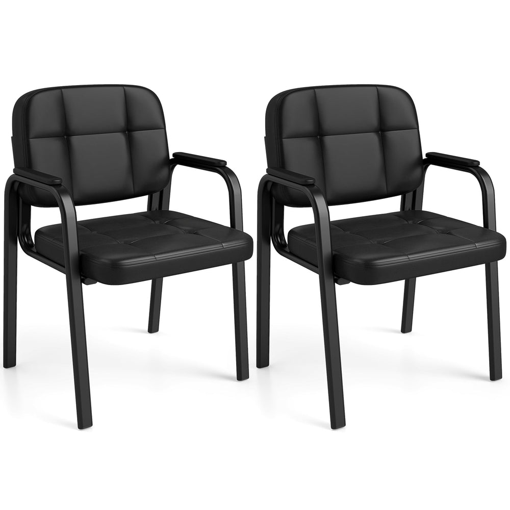 Waiting Room Guest Chairs Set of 2 with Padded Armrests for Conference Room-Black