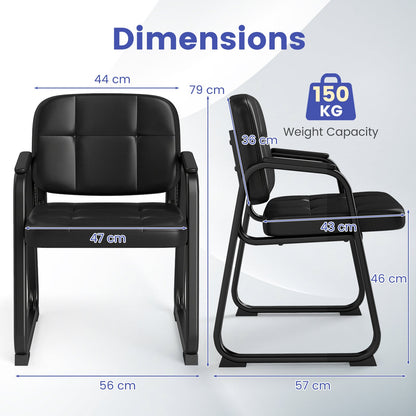 Waiting Room Guest Chairs Set of 2 with Sled Base for Conference Room-Black