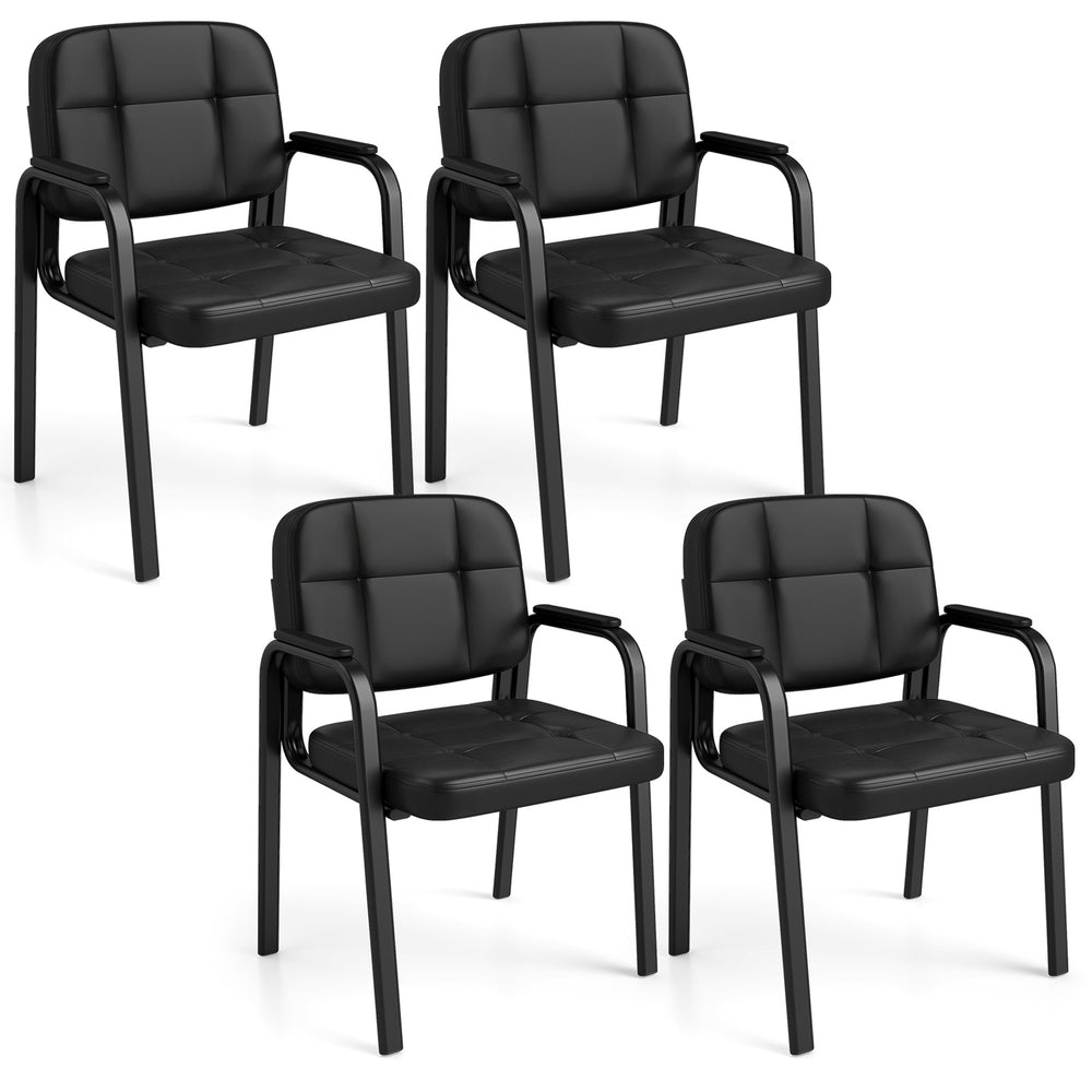 Waiting Room Guest Chairs Set of 4 with Padded Armrests-Black