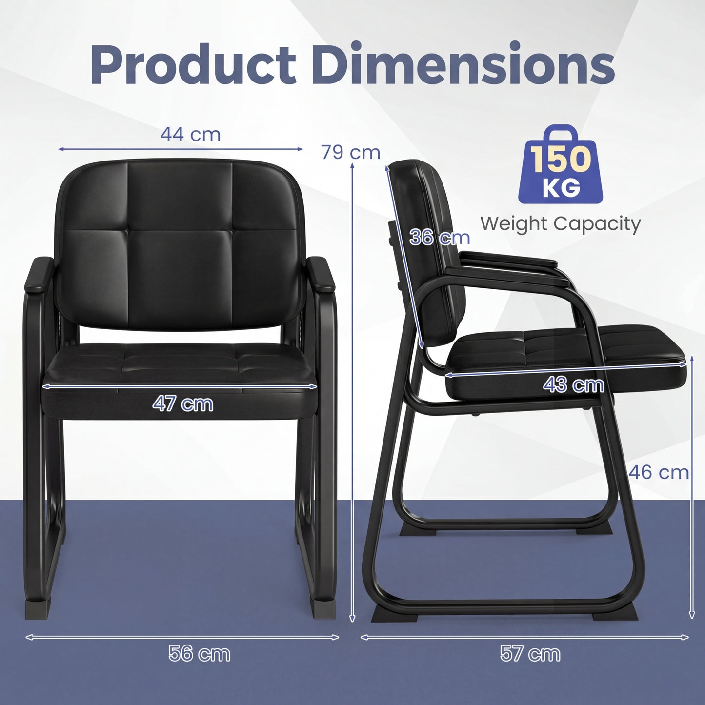 Waiting Room Guest Chairs Set of 4 with Sled Base for Conference Room-Black