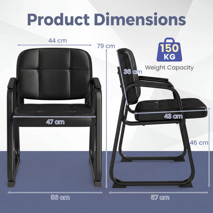 Waiting Room Guest Chairs Set of 4 with Sled Base for Conference Room-Black