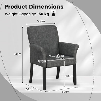 Fabric/Velvet Waiting Room Chair with Padded Armrests-Grey