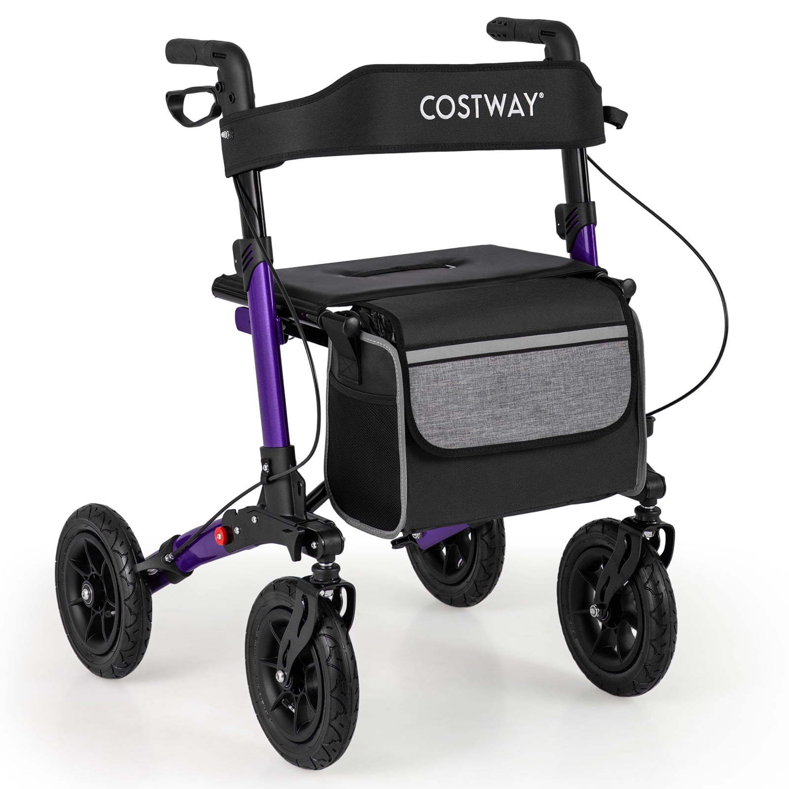 Walker for Seniors with Seat Folding Rollator Walker with Pneumatic Tires-Purple