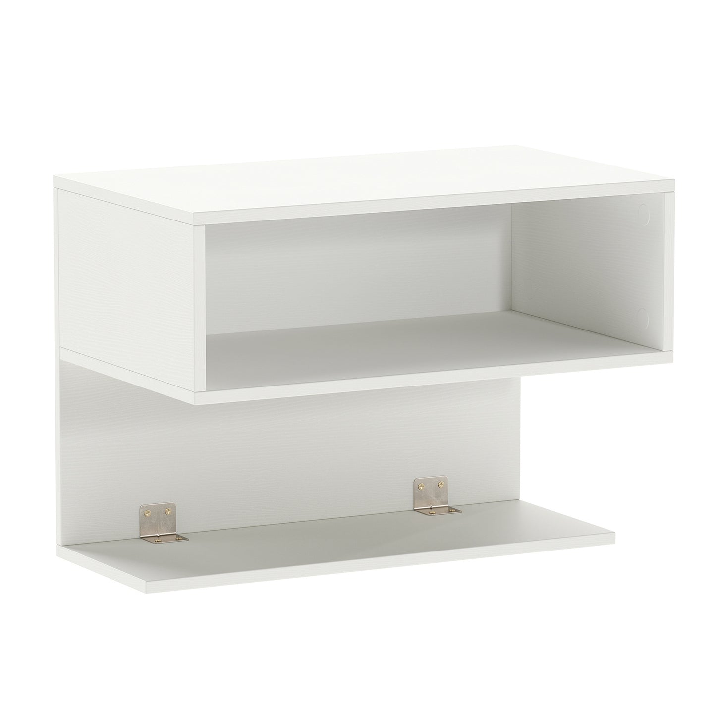 Wall Mounted Bedside Table with Storage Shelves-White