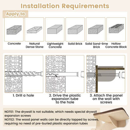 Wall-Mounted Cat Tower Furniture with Scratching Posts-Brown