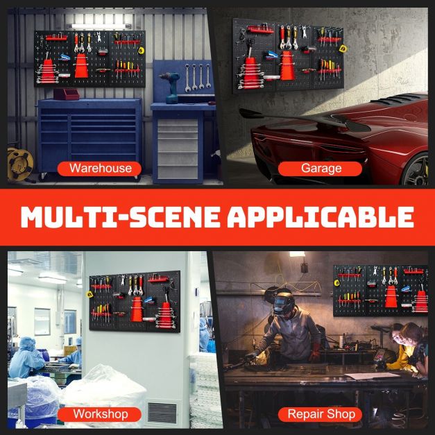 Wall-mounted Metal Pegboard Tool Storage Kit with 3 Pegboards