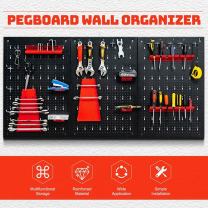 Wall-mounted Metal Pegboard Tool Storage Kit with 3 Pegboards
