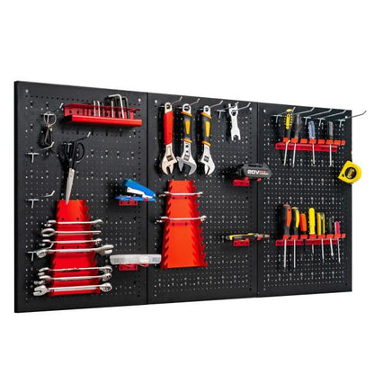 Wall-mounted Metal Pegboard Tool Storage Kit with 3 Pegboards