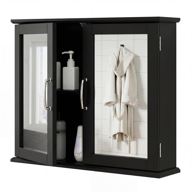 Wall-mounted Bathroom Mirror Cabinet for Bathroom Living Room-Black