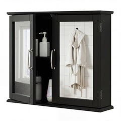 Wall-mounted Bathroom Mirror Cabinet for Bathroom Living Room-Black
