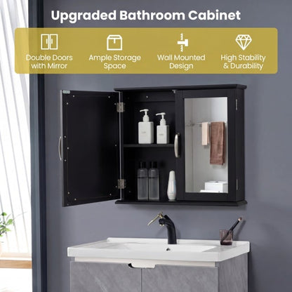 Wall-mounted Bathroom Mirror Cabinet for Bathroom Living Room-Black