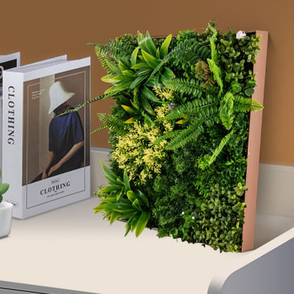 2 Pack Square Framed Artificial Foliage Wall Art for Balcony Home