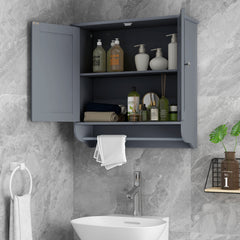 Wall Mounted Bathroom Cabinet with Adjustable Shelf-Grey