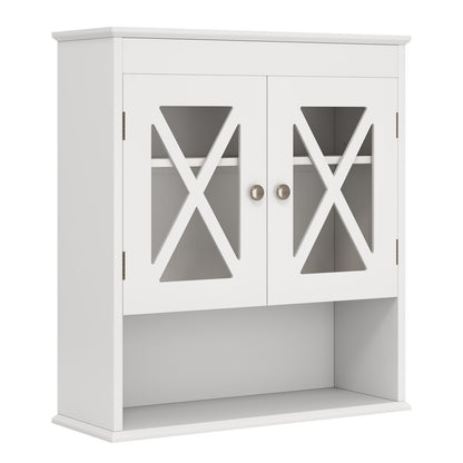 Wall Mounted Bathroom Cabinet with with 2 Acrylic Doors Medicine Cabinet-White