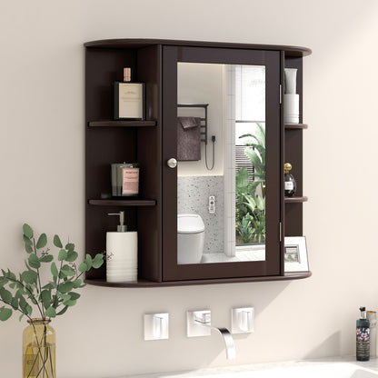 Wall Mounted Storage Cabinet Multipurpose Bathroom Medicine Cabinet 66 x 16.7 x 63 cm Brown