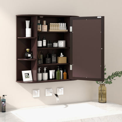 Wall Mounted Storage Cabinet Multipurpose Bathroom Medicine Cabinet 66 x 16.7 x 63 cm Brown