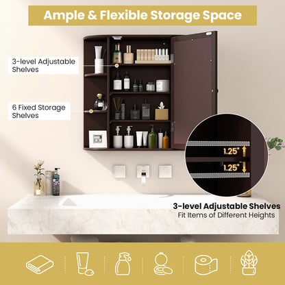 Wall Mounted Storage Cabinet Multipurpose Bathroom Medicine Cabinet 66 x 16.7 x 63 cm Brown