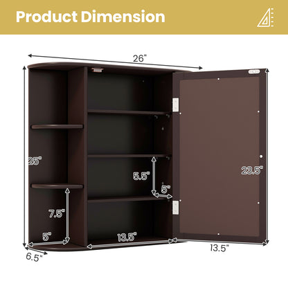 Wall Mounted Storage Cabinet Multipurpose Bathroom Medicine Cabinet 66 x 16.7 x 63 cm Brown