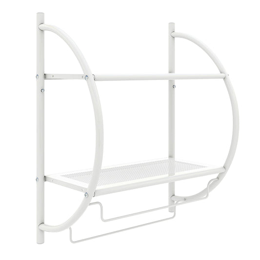 Wall Mounted Bathroom Shelves with Towel Holder-White