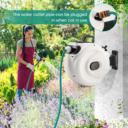 Wall Mounted Hose Reel Retractable Auto Rewind Watering-30+2M