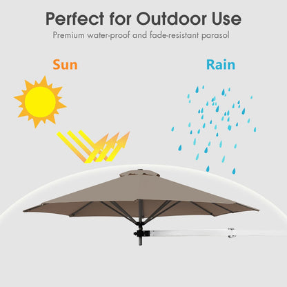 Outdoor Tilting Sunshade Umbrella with Large Shading Area-Brown