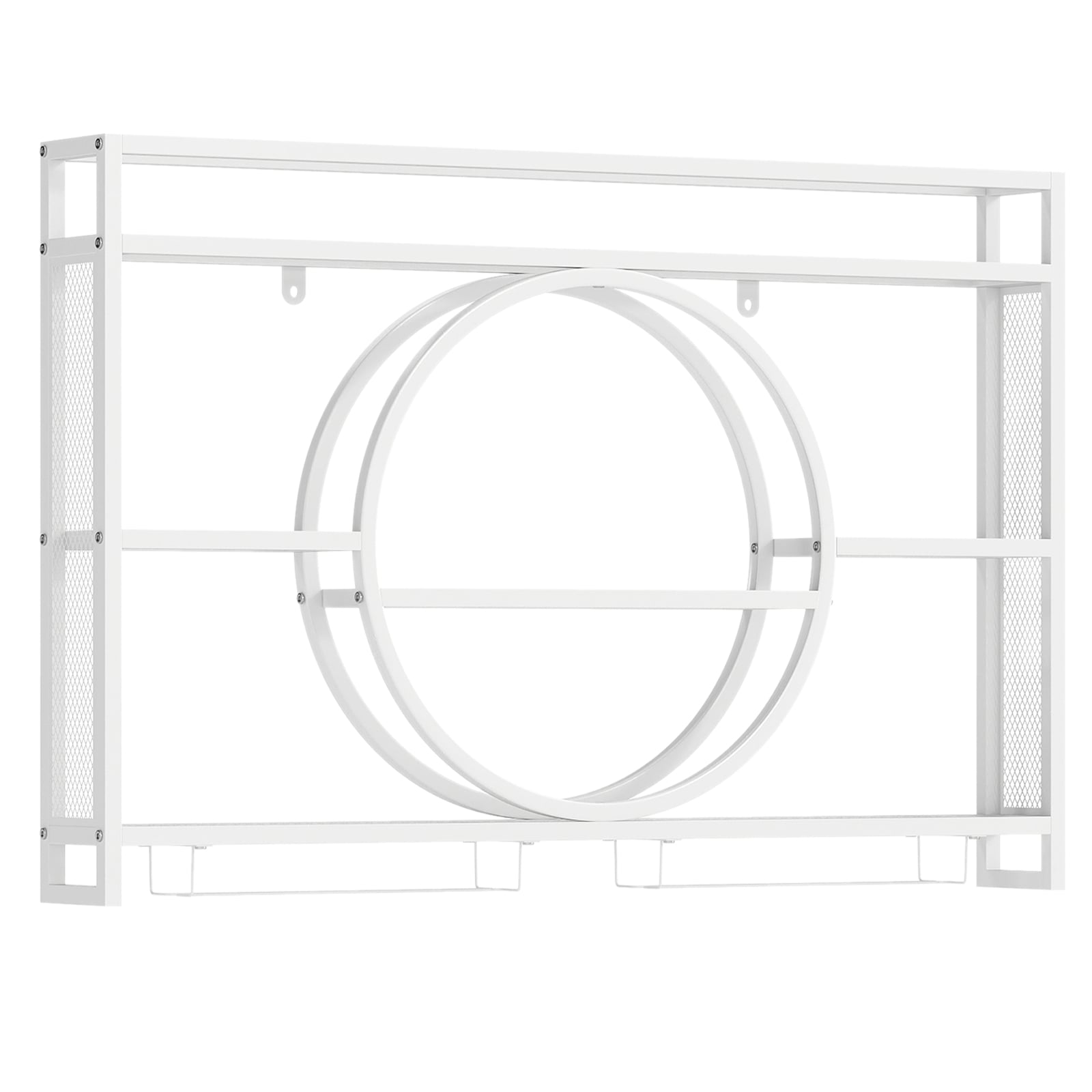 Wall Mounted Wine Rack 5-Tier Large Capacity Hanging Bar Shelf with Glass Holder-White