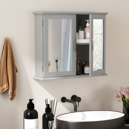 Wall-mounted Bathroom Mirror Cabinet for Bathroom Living Room-Grey