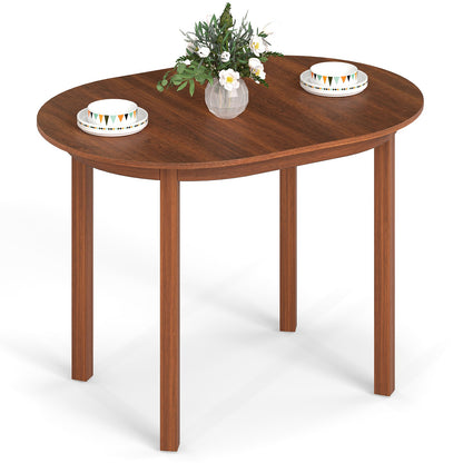 110CM Wooden Dining Table for 4-6 People Oval Kitchen Table-Walnut