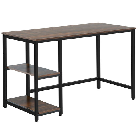 Industrial Computer Desk with Storage Sheves-Walnut