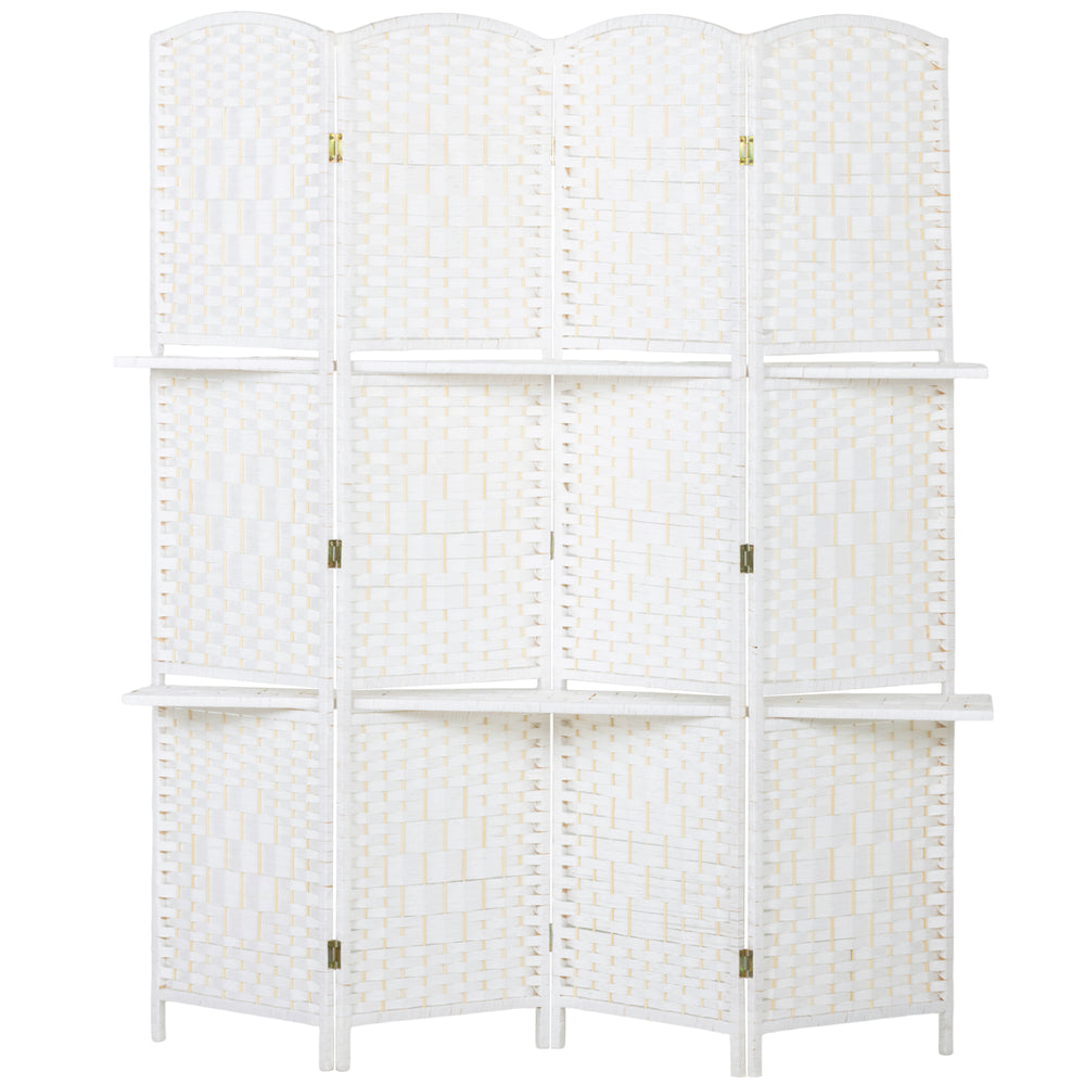 HOMCOM Freestanding Privacy Screen, 4 Panel Folding Room Divider for Living Room, Bedroom and Office, 160 x 170cm, White