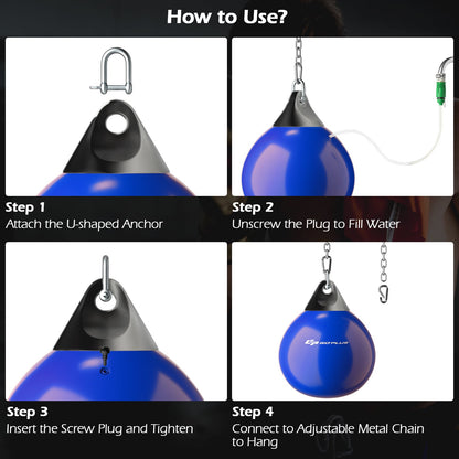 Water Punching Bag with Water Injector and Hanging Accessories-Blue