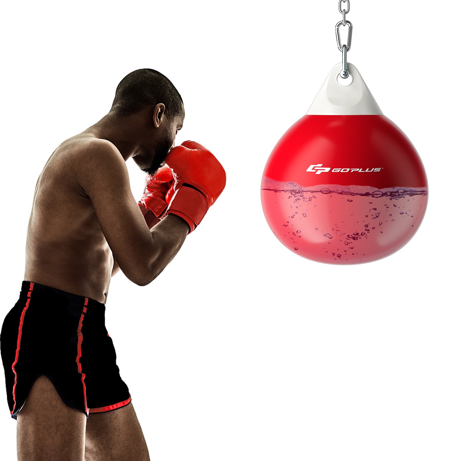 Water Punching Bag with Water Injector and Hanging Accessories-Red