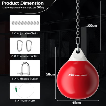 Water Punching Bag with Water Injector and Hanging Accessories-Red