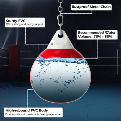 Water Punching Bag with Water Injector and Hanging Accessories-Red