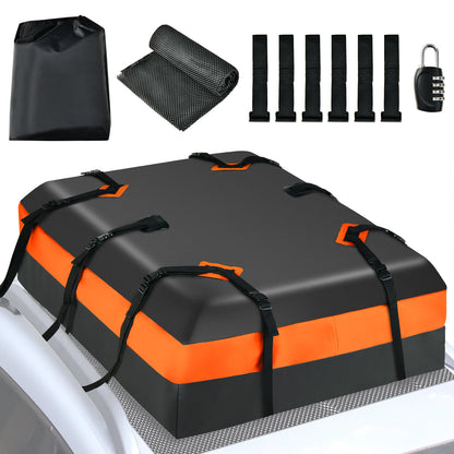 Waterproof Rooftop Luggage Bag with Non-Slip Mat and 6 Door Hooks-Orange