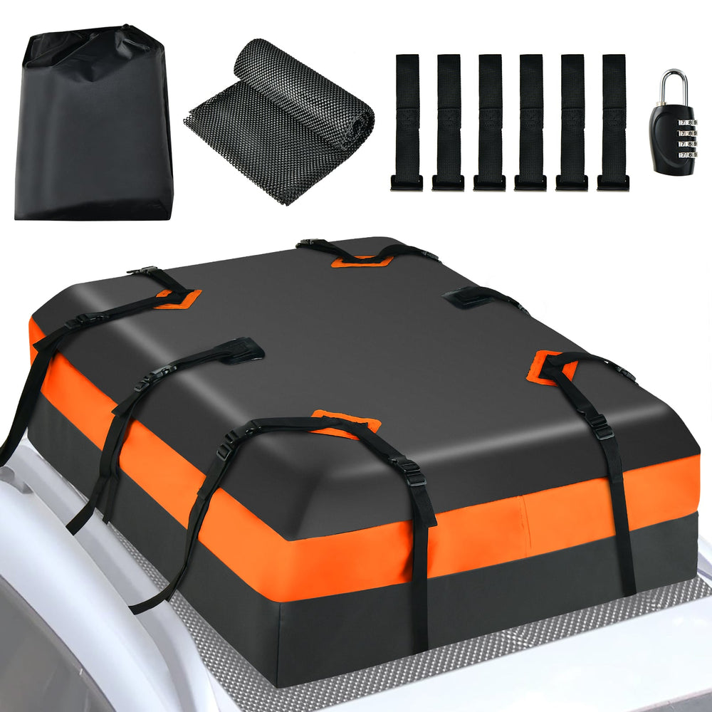 Waterproof Rooftop Luggage Bag with Non-Slip Mat and 6 Door Hooks-Orange