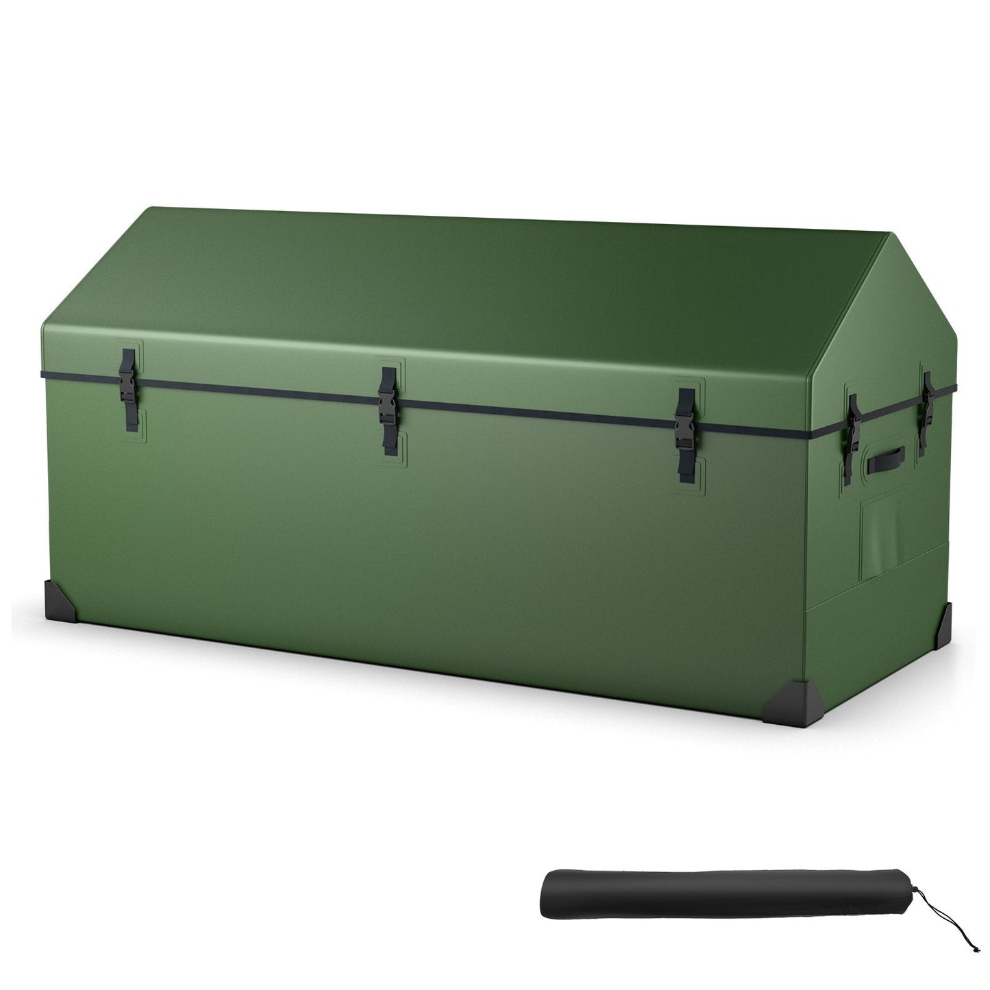 658L Outdoor Storage Box Tarpaulin Deck Box with Ventilated Window-Green