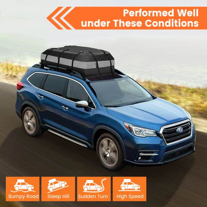 420 L roof box for car with combination lock & 6 door hooks & anti-slip mat waterproof roof box gray