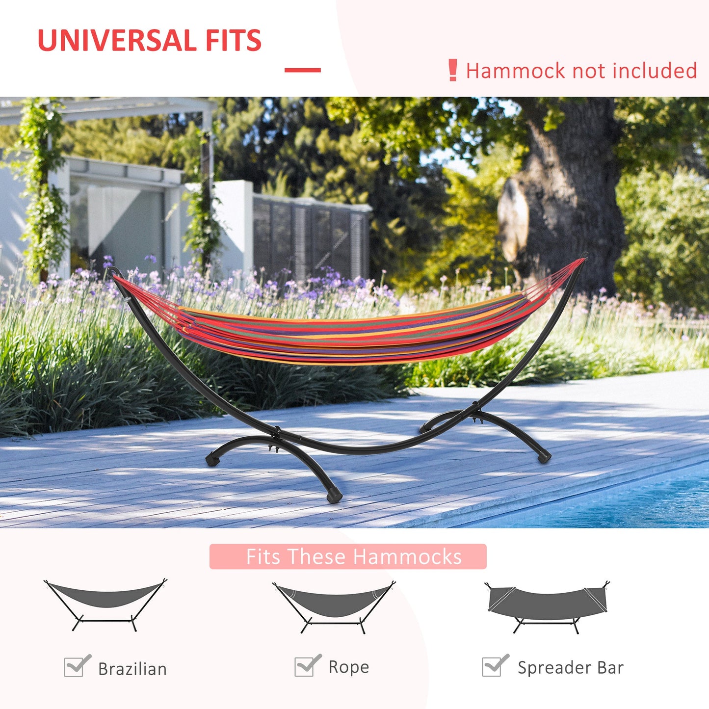 Outsunny 3(m) Universal Hammock Stand Metal Frame Garden Camping Picnic Outdoor Patio Replacement  Stand Only