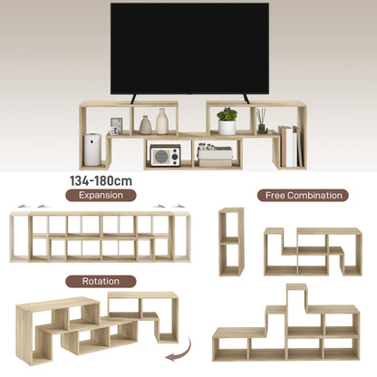 HOMCOM Three-Block Modular TV Stand - Grey Wood-Effect