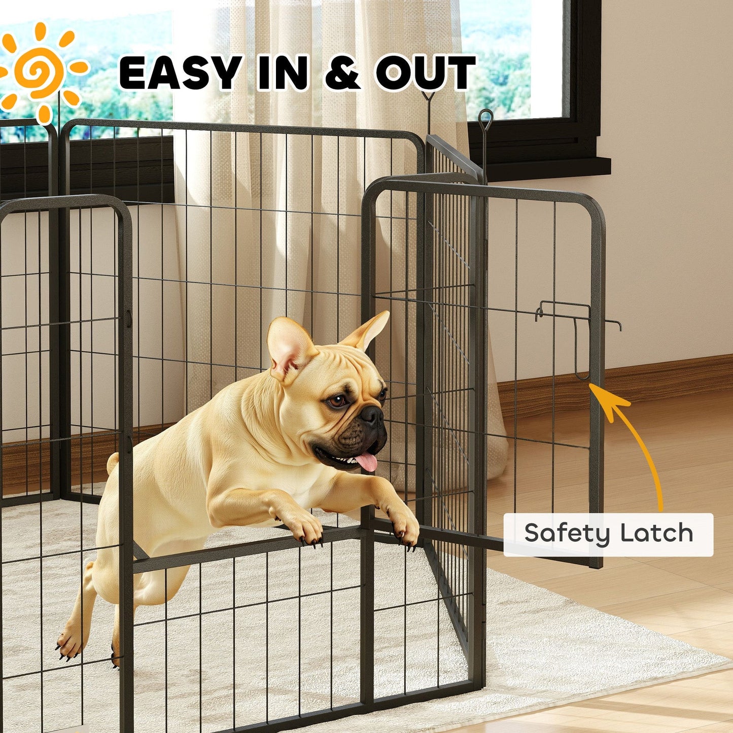 PawHut 6 Panels Dog Playpen, Portable Detachable Puppy Pen with Door, for Medium Dogs, 80cm High, Grey