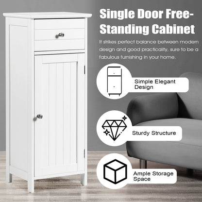 3-Tier Free-Standing Bathroom Cabinet with Drawer-White