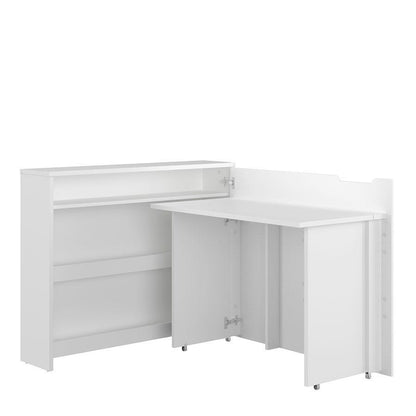 White L-shaped desk on a white background