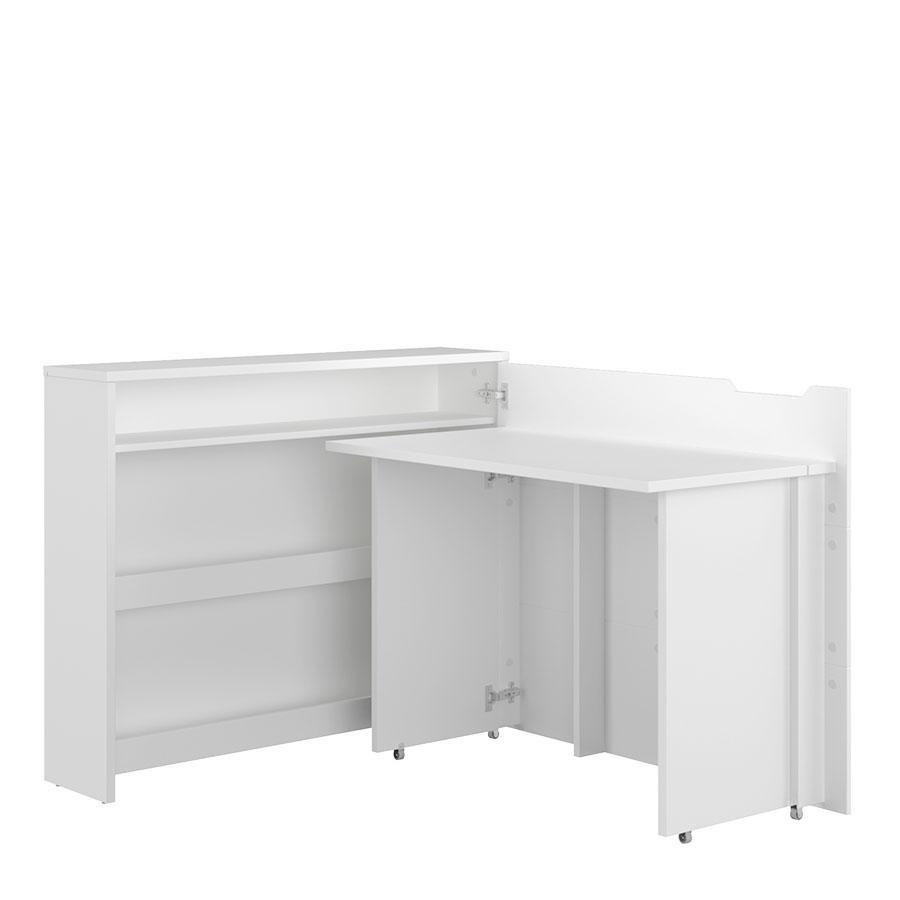 White L-shaped desk on a white background