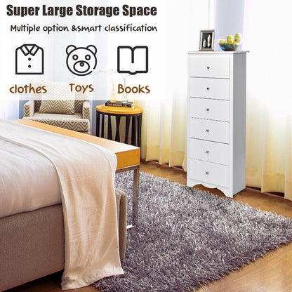 6-Drawer Freestanding Dresser Cabinet-White