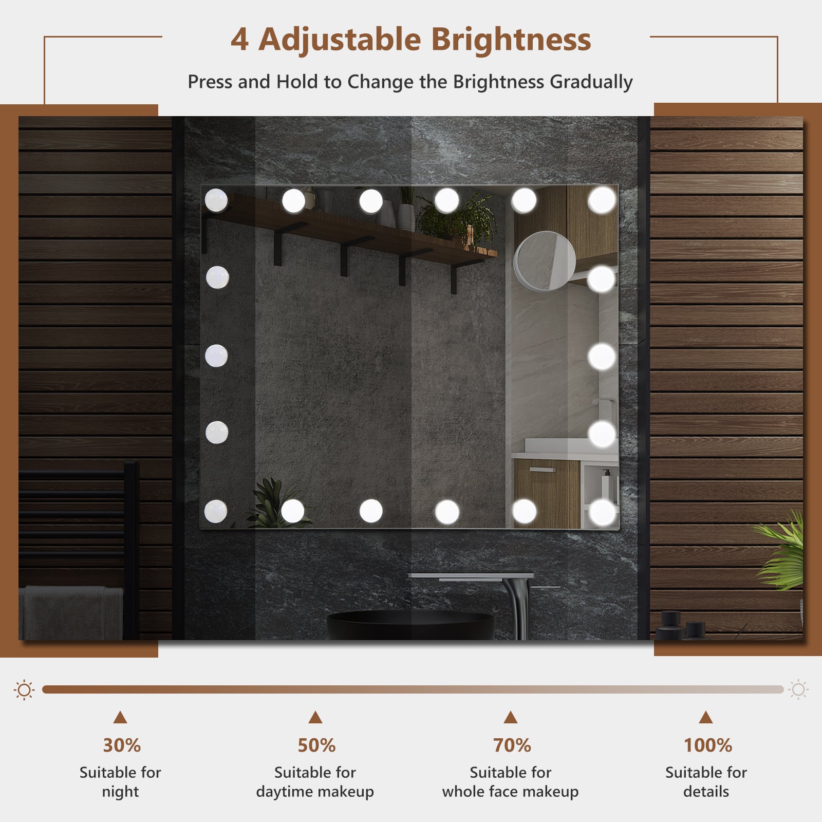 Makeup Mirror with 18 Dimmable LED Lights and Magnifying Mirror-White