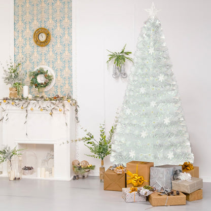 4/5/6 Feet Artificial Fiber Optic White Pre-lit Christmas Tree with Light-180 cm