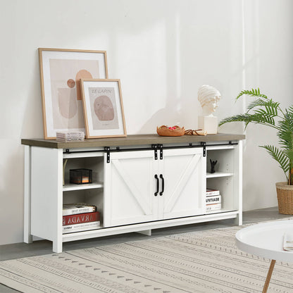 Modern TV Cabinet for 60-Inch TV Wooden Media Storage Shelves-White